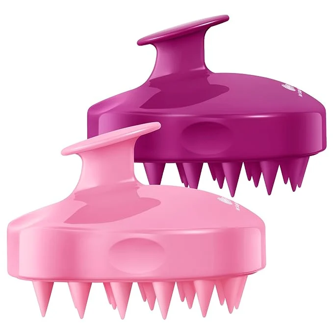 Smart HEETA Hair Scalp Massager Shampoo Brush 2 Pack Soft Silicone Bristles to Secure