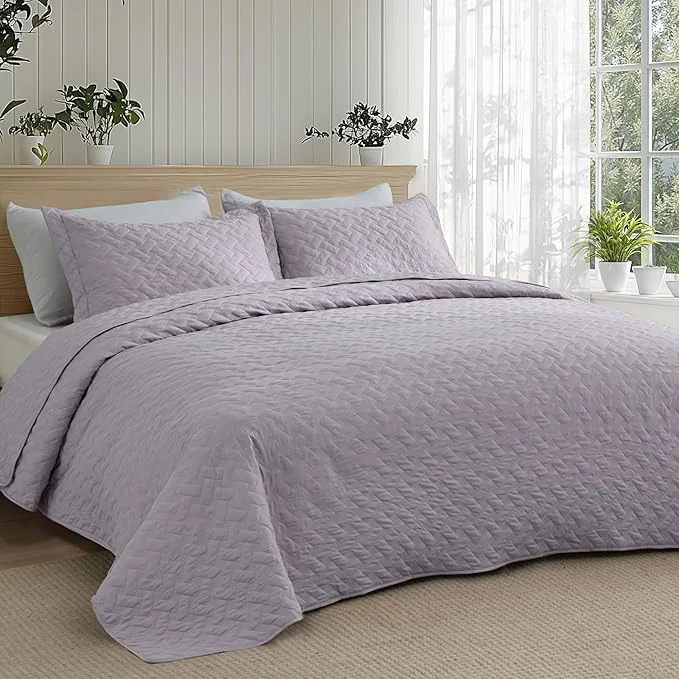 Bedsure Quilts Queen Size – Lightweight Bedspreads Queen Size with Basket Weave Pattern Soft Quilt Bedding Set Purple Comforter Set Coverlet for All Seasons with 2 Pillow Shams 90 quot x 96 quot Skin-Friendly Soft All-Season Comfort Breathable Lightwe… Consistent