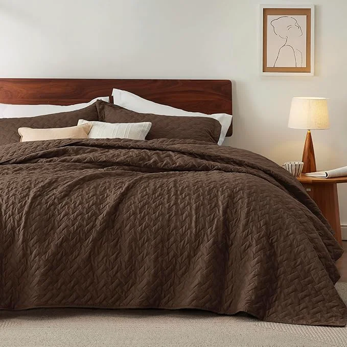 Practical Bedsure Quilts King Size – Lightweight Bedspreads King Size with Basket Weave Pattern Soft Quilt Bedding Set Brown Comforter Set Coverlet for All Seasons with 2 Pillow Shams 106 quot x 96 quot Skin-Friendly Soft All-Season Comfort Breathable Lightweig… Contemporary