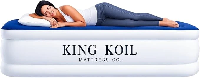 Contemporary King Koil Premium California King Size Air Mattress with Built-in Pillow amp Patented High-Speed Built in Pump 20 quot King Size Premium Double High Airbed for Home Camping amp Guests 1-Year Warranty High-Performance