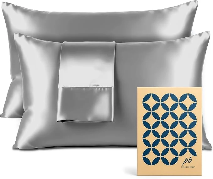 Flexible Satin Pillowcase 2 Pack – Queen Size 20 quot x30 quot Grey – Silky Pillow Cases for Hair and Skin – Satin Pillow Covers with Envelope Closure – Extra Soft Premium Microfiber Effective