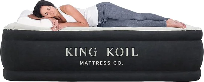 Comfortable King Koil Plush Pillow Top Luxury Twin Air Mattress with Built-in High-Speed Pump for Camping Home amp Guests – Airbed Inflatable Blow Up Mattress Waterproof 1-Year Manufacturer Warranty. Environmentally Friendly