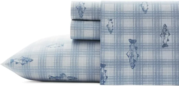 Proven Eddie Bauer – Queen Sheets Cotton Percale Bedding Set Crisp amp Cool Home Decor Methow Plaid Blue Queen Stylish