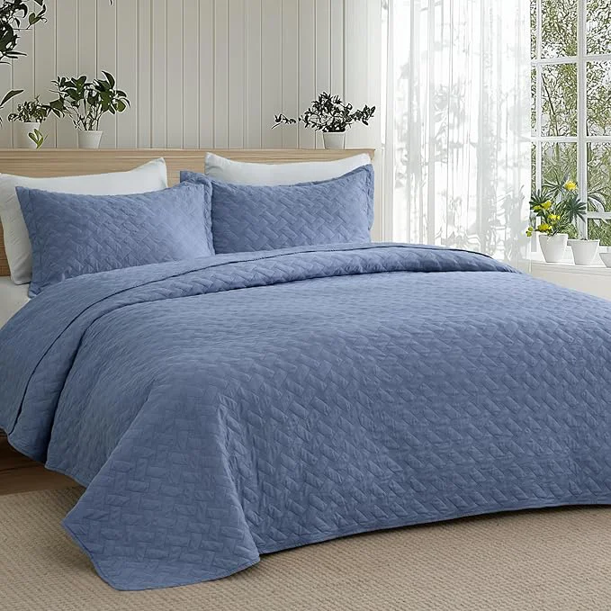 Reusable Bedsure California King Quilts – Lightweight Bedspreads Cal King Size with Basket Weave Pattern Soft Quilt Bedding Set Mineral Blue Comforter Set Coverlet with 2 Pillow Shams 111 quot x 106 quot Skin-Friendly Soft All-Season Comfort Breathable Lightwe… Elegant