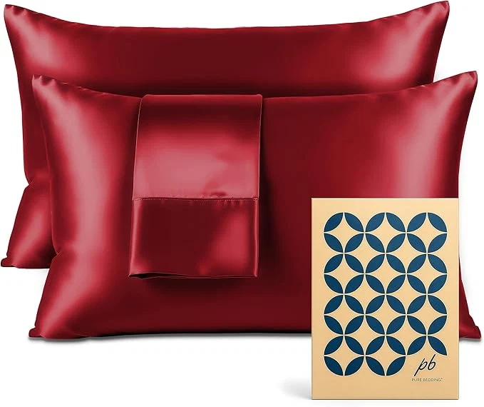 Fine Satin Pillowcase 2 Pack – Queen Size 20 quot x30 quot Burgundy – Silky Pillow Cases for Hair and Skin – Satin Pillow Covers with Envelope Closure – Extra Soft Premium Microfiber High-Quality