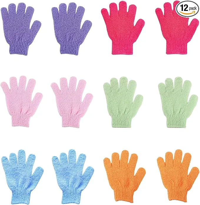Exclusive 12 Pcs Exfoliating Bath Gloves Deep Scrubbing Dead Skin Shower Gloves Crafted
