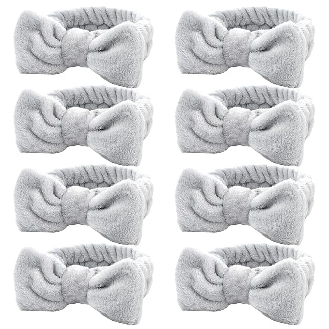 Versatile Ondder Spa Headband for Washing Face 8 Pack Gray Skincare Headbands for Women Modern