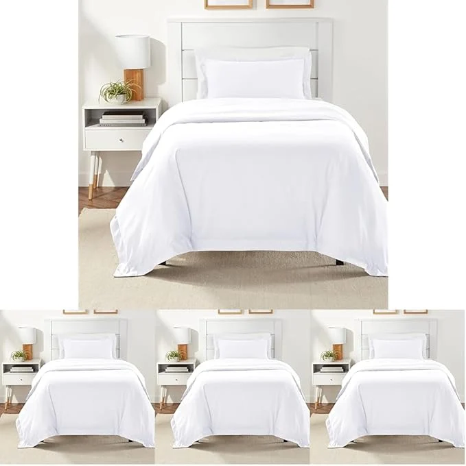 Powerful Amazon Basics Lightweight 2 Piece Microfiber Duvet Cover Set with Zipper Closure Twin Twin XL Bright White Solid Pack of 4 Original