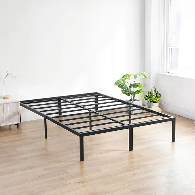 Functional Olee Sleep 18 Inch Heavy Duty Steel Slat Anti-Slip Support Easy Assembly Platform Bed Frame Noise Steel Mattress Foundation Maximum Storage No Box Spring Needed Black King Size Consistent