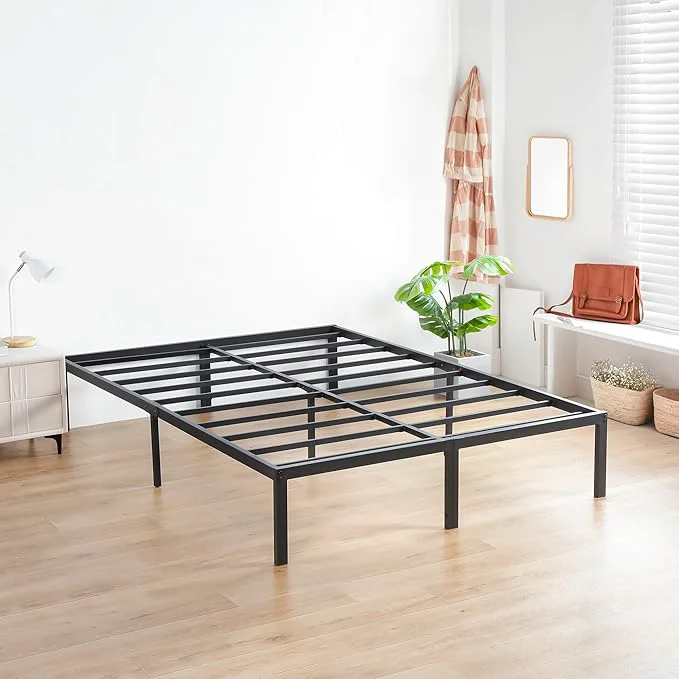 Expertly Made Olee Sleep 14 Inch Heavy Duty Steel Slat Anti-Slip Support Easy Assembly Platform Bed Frame Noise Steel Mattress Foundation Maximum Storage No Box Spring Needed Black King Size Certified