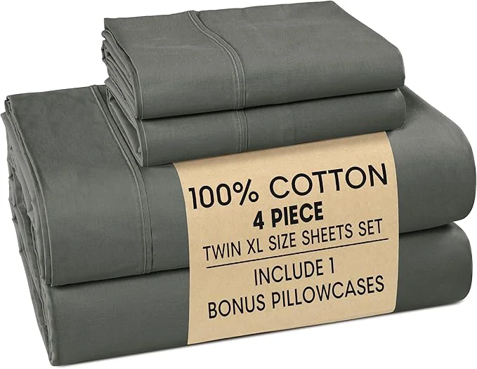 Artisan Casa Platino Twin XL Sized Sheets – 4 Piece Twin XL Size Sheets Set Soft amp Breathable With 15 Inch Deep Pocket Fitted Sheet Cozy Cooling Sheets for Daily Use amp Machine Washable – Dark Grey Luxury