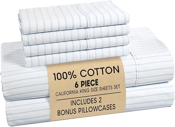 Healthy Casa Platino Cal King Size Bed Sheets– Crisp amp Cool Percale Weave Cotton Bed Sheets Cal King Size with 4 Pillowcases 15 quot Deep Pocket Fitted Sheet Cozy Sleep in All Seasons – Skylure Detailed