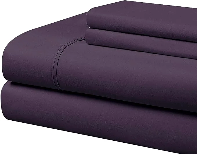 Responsible Cathay Home Essentials Ultra Soft Hypoallergenic Wrinkle Resistant Double Brushed Microfiber Bedding Sheet Set Eggplant King Detailed