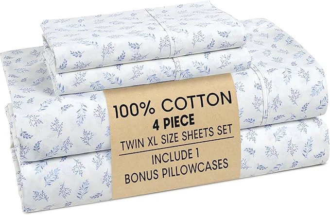 Functional Casa Platino Twin XL Size Sheets – Cotton Crisp Percale Weave Sheets Twin XL Size Cozy Feel with 2 Pillowcases 15 quot Deep Pockets amp Breathable Fabric for All Sleepers amp Everyday Use – Amethyst Secure