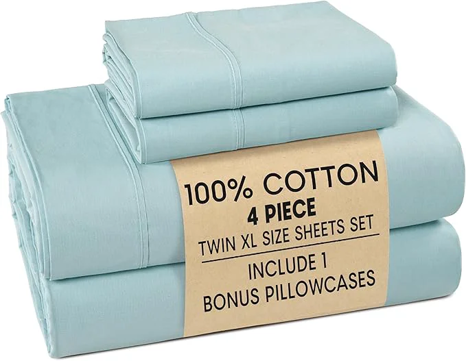 Reliable Casa Platino Twin XL Sheets Sets – Cotton Twin XL Sheets Cooling with 2 Pillowcases 15 quot Deep Pocket Fitted Sheet Crisp amp Smooth Feel Ultra Soft amp Cozy Fit – Blue Sky