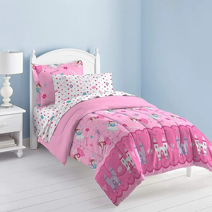 Elite Dream Factory al Princess Ultra Soft Microfiber Girls Comforter Set Pink Twin High-Performance