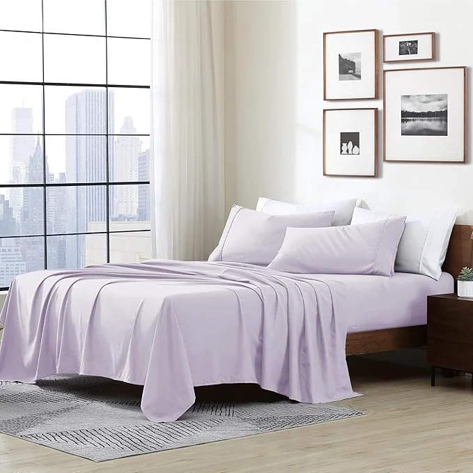 Outstanding Cathay Home Essentials Ultra Soft Hypoallergenic Wrinkle Resistant Double Brushed Microfiber Bedding Sheet Set Lavender Full Effective