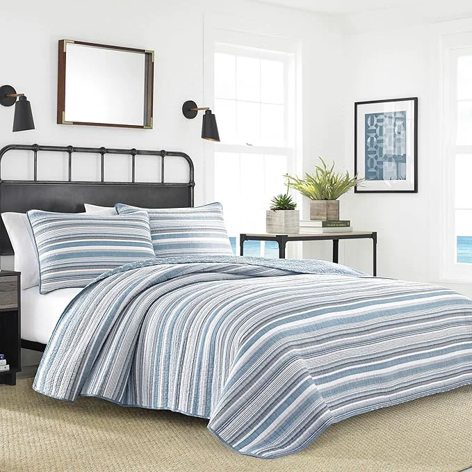 Comfortable Nautica – King Quilt Set Soft amp Breathable Cotton Bedding with Medium Weight Feel Reversible 3 Piece Bed Set with Matching Pillowcase Jettison Grey Fast