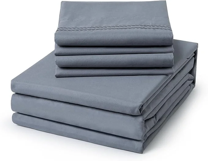 Unique ClevaHome King Size Sheet Set – 6 Piece Soft Breathable Luxury Bed Sheet Set – Shrinkage amp Fade Resistant Embroidered Bedding Sheet with Deep Pocket 2 Extra Pillowcases King Quarry Fine Crafted