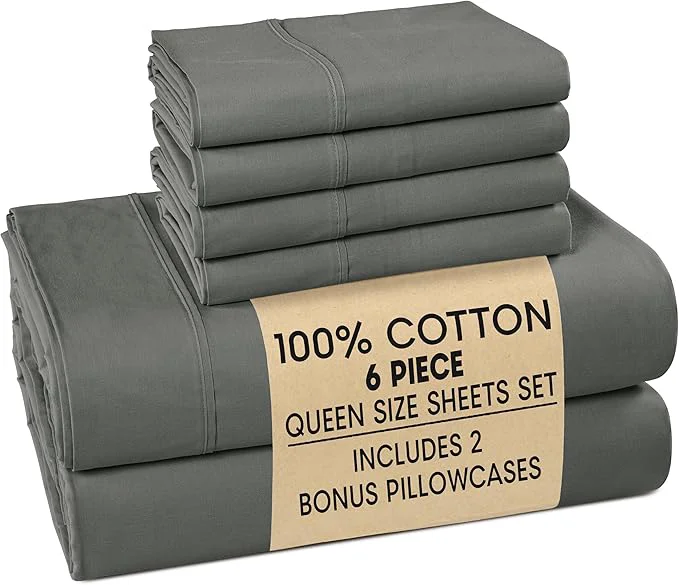 Innovative Casa Platino Queen Sized Sheets – 6 Piece Queen Size Sheets Set Soft amp Breathable with 15 Inch Deep Pocket Fitted Sheet Cozy Cooling Sheets for Daily Use amp Machine Washable – Dark Grey User-Friendly