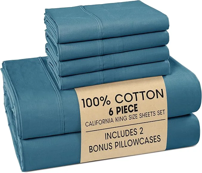 Innovative Casa Platino Sheet Set Cal King Size – Cotton Bed Sheets Cal King with 4 Pillowcases Ultra Soft amp Cozy with 15 quot Deep Pocket Fitted Sheet Everyday Sheets – Blue Heaven Expertly Made