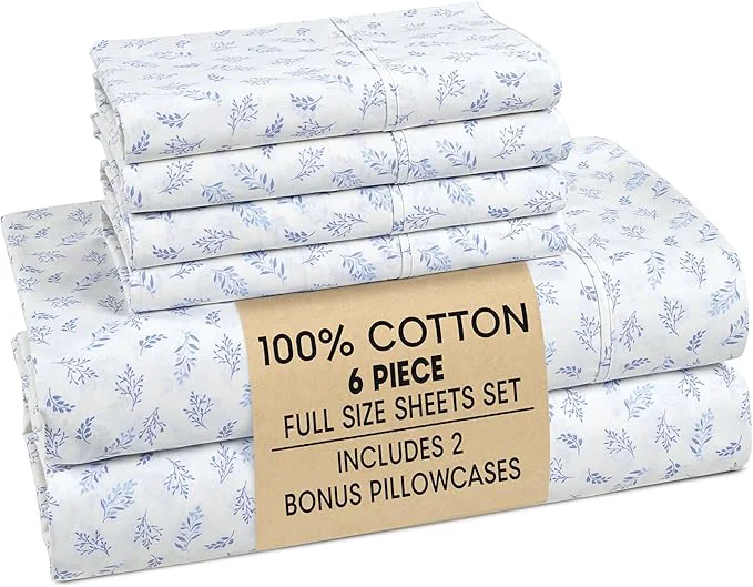 Refined Casa Platino Full Size Sheets – Cotton Crisp Percale Weave Sheets Full Size Soft Cozy Feel with 4 Pillowcases 15 quot Deep Pockets amp Breathable Fabric for All Sleepers amp Everyday Use – Amethyst High-Grade