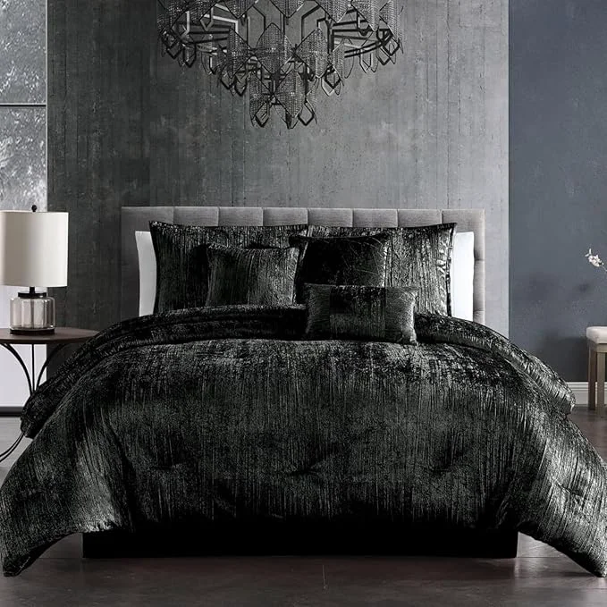 Smart Riverbrook Home Turin Comforter Set King Black 7-Piece Set Verified