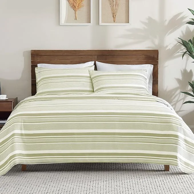 Smart ClevaHome Classic Stripe Sheet Set – 4 Pieces Super Soft amp Breathable Bed Sheet Set with Deep Pocket Enhanced Comfort amp Easy Care Full Sage Stripe Genuine