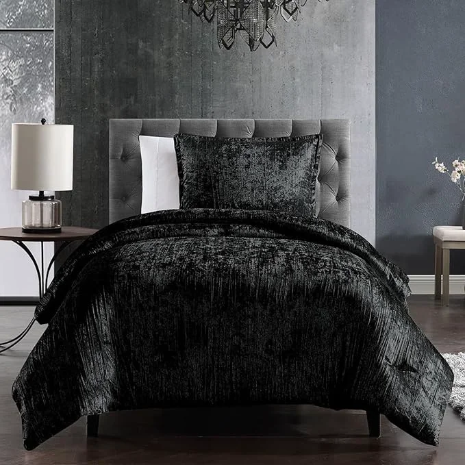 Innovative Riverbrook Home Turin Plush Comforter Set Twin Black 2-Piece Set Organic