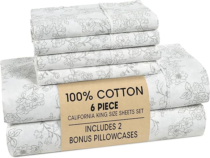 Unique Casa Platino Cotton Cal King Sheet Set – 6 Piece Cal King Sheet Set Cal King with Cool amp Soft Feel with 15 Inch Deep Pocket Fitted Sheet Breathable amp Cozy for a Good Nights Sleep – Ashpetal Modern