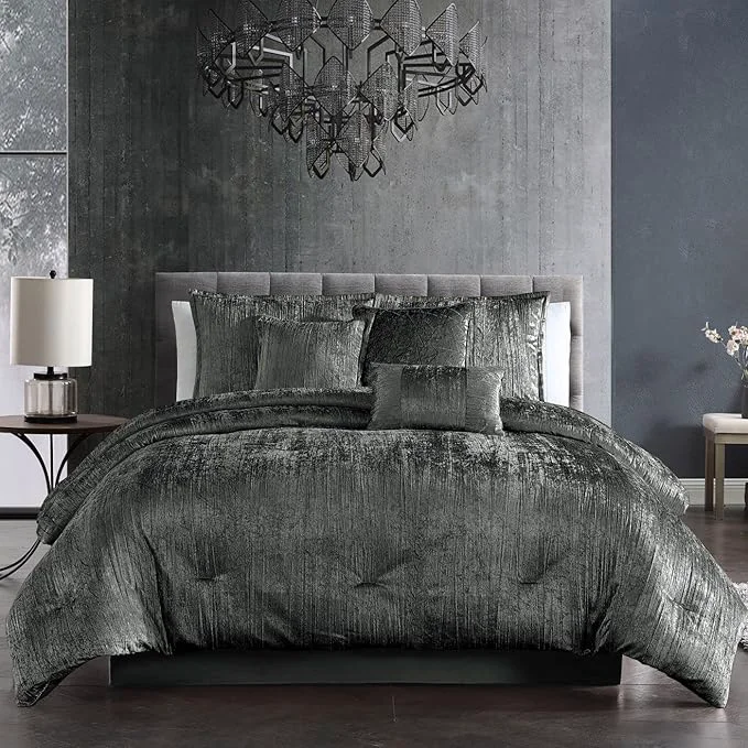 Trusted Riverbrook Home Turin Comforter Set King Charcoal 7-Piece Set Excellent