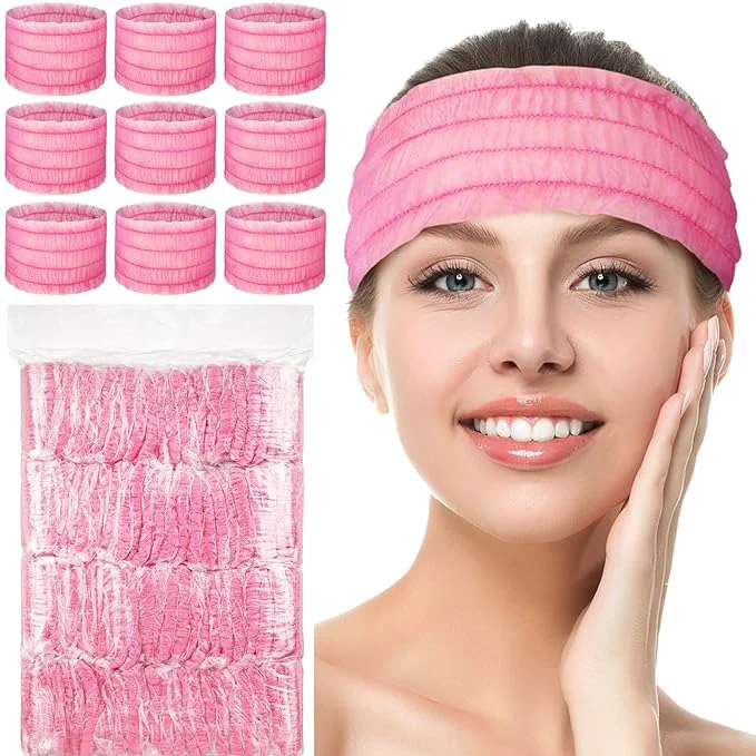 Fine Chuangdi 100 Pieces Disposable Spa Headbands Soft Non-woven Facial Hair Band Optimized