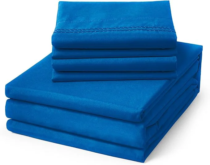 Carefully Designed ClevaHome Full Size Sheet Set – 6 Piece Soft Breathable Luxury Bed Sheet Set – Shrinkage amp Fade Resistant Embroidered Bedding Sheet with 14-inch Deep Pocket 2 Extra Pillowcases Full Royal Blue Professional