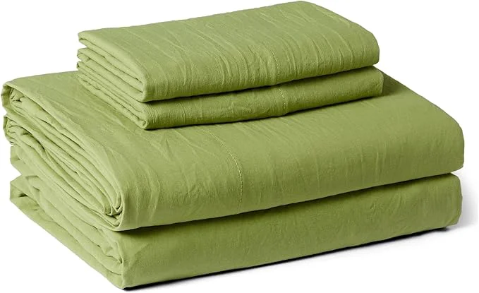 Detailed Amazon Basics Queen Bed Sheet 4-Piece Bedding Set Double Brushed Microfiber Ultra Soft Easy Care Green Official