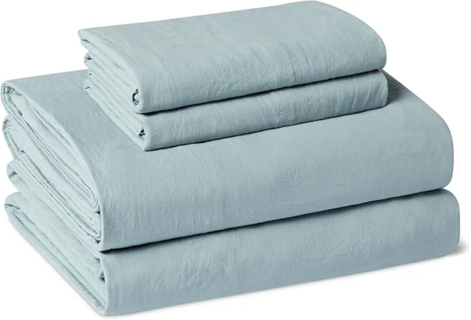 Next-Generation Amazon Basics Brushed Microfiber Sheet Set Extra Soft with Natural Texture 4-Piece Full Blue Deep Pocket Outstanding