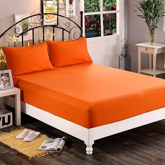 Fine Elegant Comfort 1500 Premium Hotel Quality 1-Piece Fitted Sheet Softest Quality Microfiber – Deep Pocket up to 16 inch Wrinkle and Fade Resistant Twin Twin XL Orange Responsible