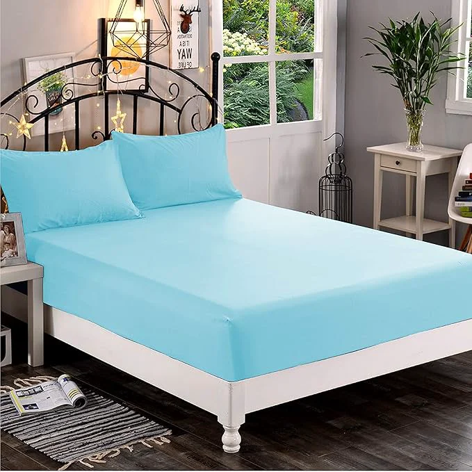 Casual Elegant Comfort 1500 Premium Hotel Quality 1-Piece Fitted Sheet Softest Quality Microfiber – Deep Pocket up to 16 inch Wrinkle and Fade Resistant Queen Aqua Blue