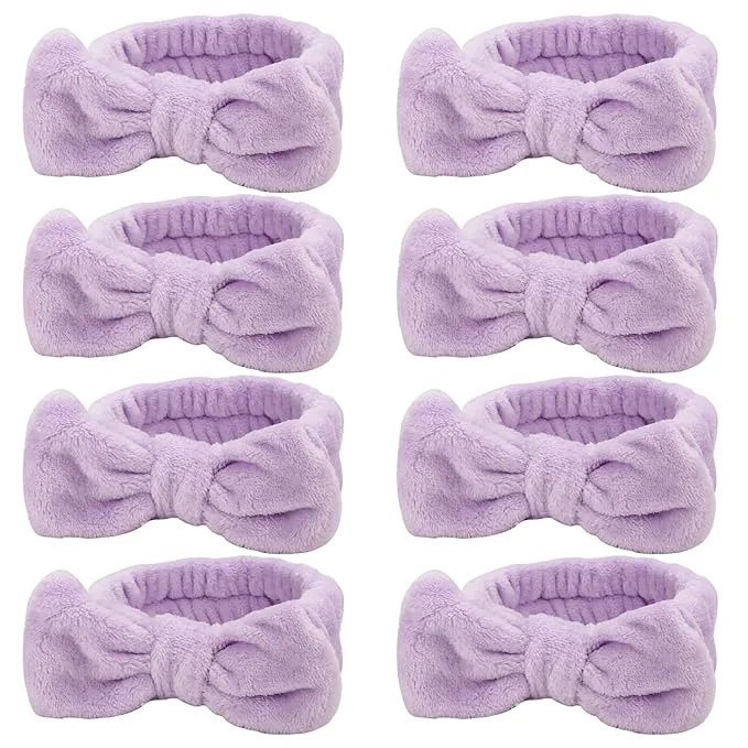 Expertly Made Ondder Spa Headband for Washing Face 8 Pack Purple Skincare Headbands for Women Prestigious