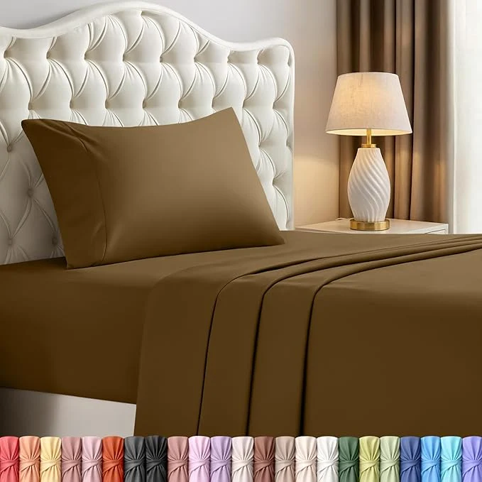 Carefully Designed Utopia Bedding Twin Sheet Set – 3 Piece Bed Sheets for Twin Size Bed Soft and Breathable Microfiber Includes 1 Fitted Sheet 1 Flat Sheet and 1 Pillowcase – Oeko Tex Mocha Excellent