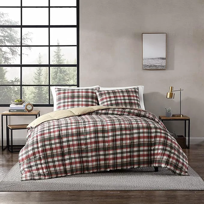 Minimalist Eddie Bauer – King Comforter Set Reversible Plaid Alt Down Bedding with Matching Shams Home Decor for Colder Months Astoria Red King Advanced