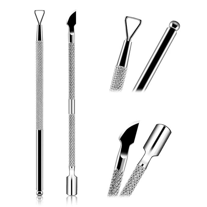 Original Design HOFASON 2PCS Cuticle Pushers and Nail Polish Remover Stainless Triangle Nail Fine