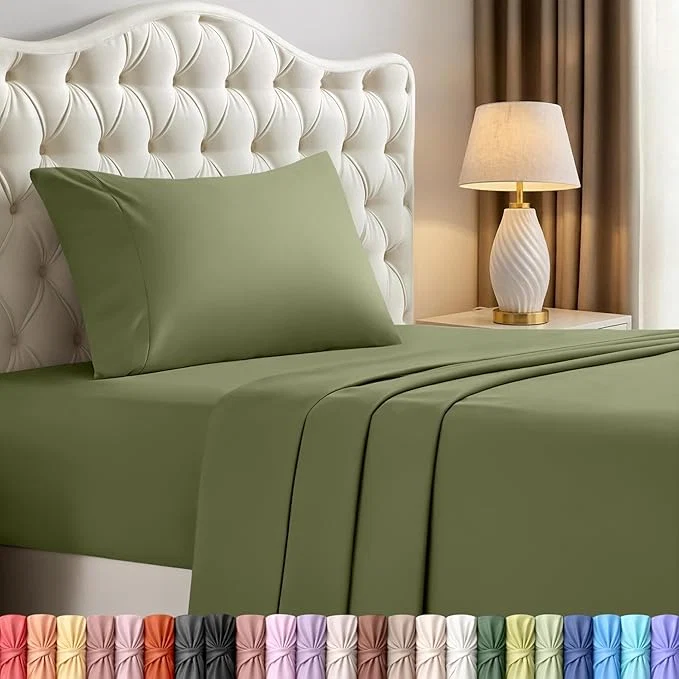 Genuine Utopia Bedding Twin Bed Sheets Set – 3 Piece Bedding – Brushed Microfiber – Shrinkage and Fade Resistant – Easy Care Twin Olive Traditional