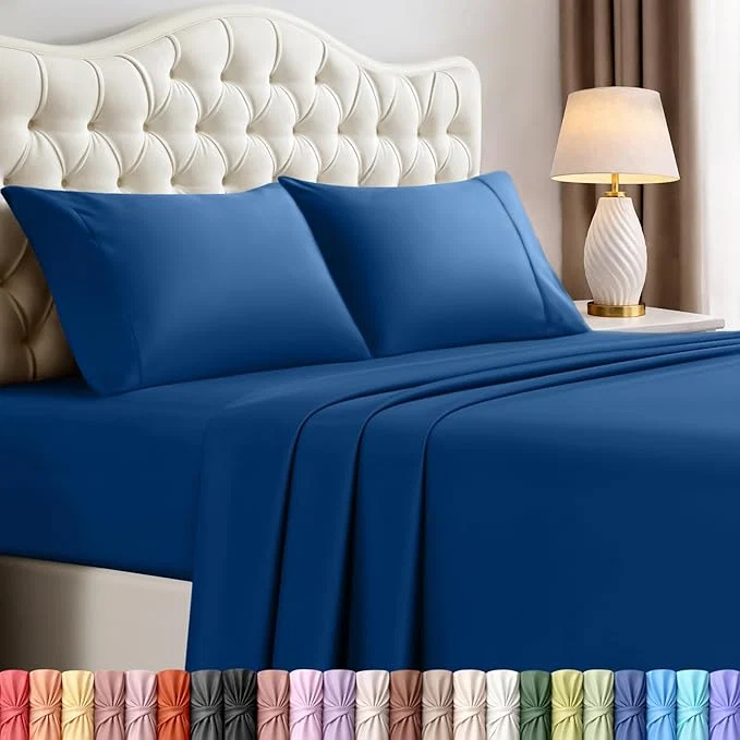 Green Utopia Bedding King Size Sheet Set – 4 Piece Bed Sheets Soft and Breathable Microfiber Includes 1 Fitted Sheet 1 Flat Sheet and 2 Pillowcases – Oeko Tex Dusk Blue Long-Lasting