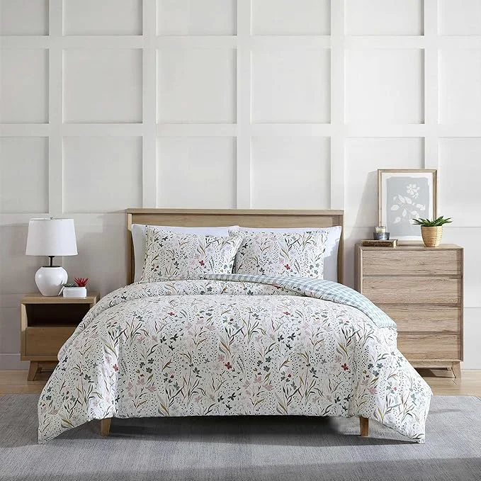 Proven Eddie Bauer – King Comforter Set Reversible Cotton Bedding with Matching Shams Classic Floral Home Decor with Plaid Reverse Woodland Forest Grey King Safe