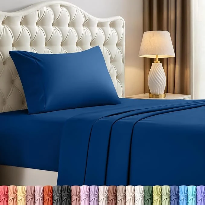 High-Grade Utopia Bedding Twin Sheet Set – 3 Piece Bed Sheets for Twin Size Bed Soft and Breathable Microfiber Includes 1 Fitted Sheet 1 Flat Sheet and 1 Pillowcase – Oeko Tex Dusk Blue Premium Material