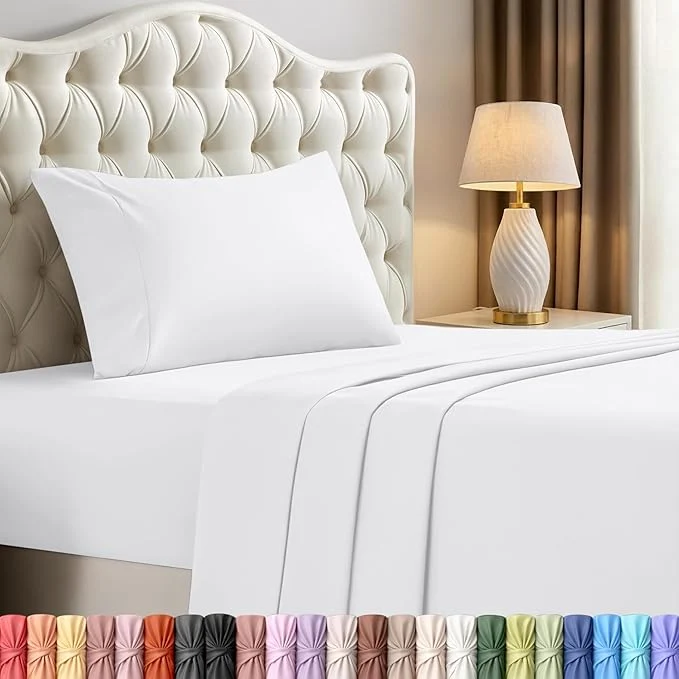 Crafted Utopia Bedding Twin XL Sheets – 3 Piece Bedding – Brushed Microfiber – Shrinkage and Fade Resistant – Easy Care Twin Extra Long White High-Grade