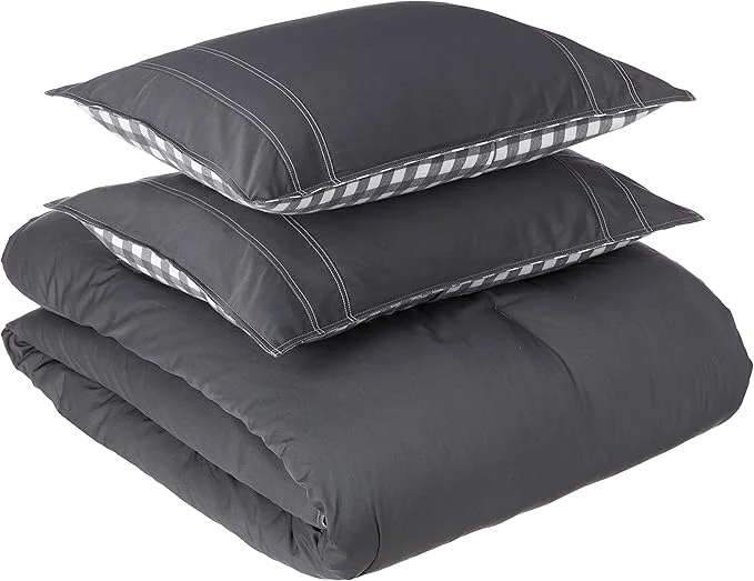Trendy Eddie Bauer – Queen Comforter Set Reversible Cotton Bedding with Matching Shams Pre-Washed for Added Softness Kingston Charcoal Queen Reliable