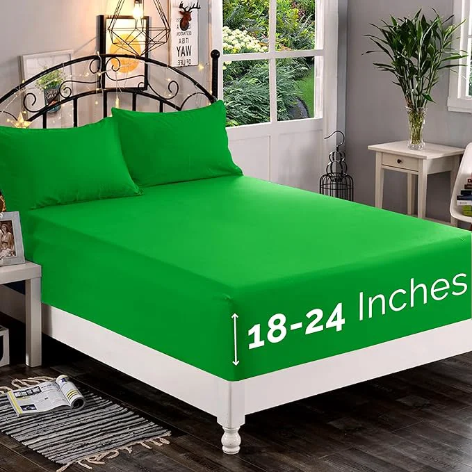 Verified Elegant Comfort 1500 Premium Quality Fitted Sheet Ultra Soft 18-24 Inch Extra Deep Pocket – Single Fitted Sheet for High Mattress – Wrinkle with Smart Storage Pockets Queen Emerald Green Powerful