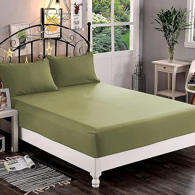 Consistent Elegant Comfort 1500 Premium Hotel Quality 1-Piece Fitted Sheet Softest Quality Microfiber – Deep Pocket up to 16 inch Wrinkle and Fade Resistant Full Sage-Green Reusable
