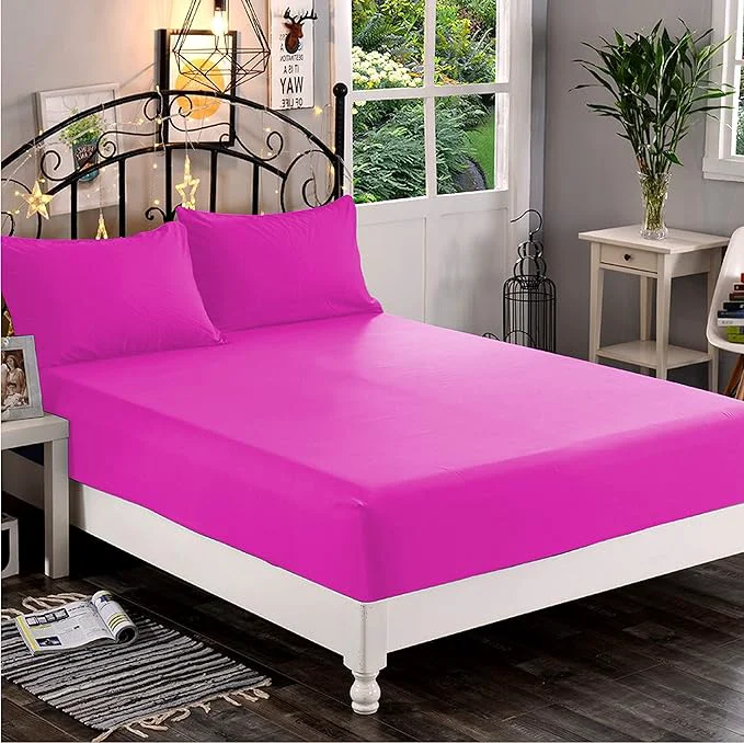 Stylish Elegant Comfort 1500 Premium Hotel Quality 1-Piece Fitted Sheet Softest Quality Microfiber – Deep Pocket up to 16 inch Wrinkle and Fade Resistant Twin Twin XL Hot Pink Superior